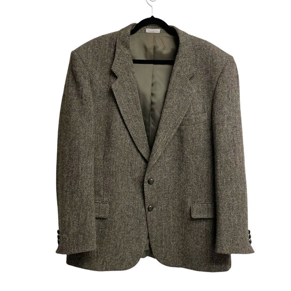 HARRIS TWEED Vintage Hand Woven Wool Sports Coat Jacket Blazer 46L